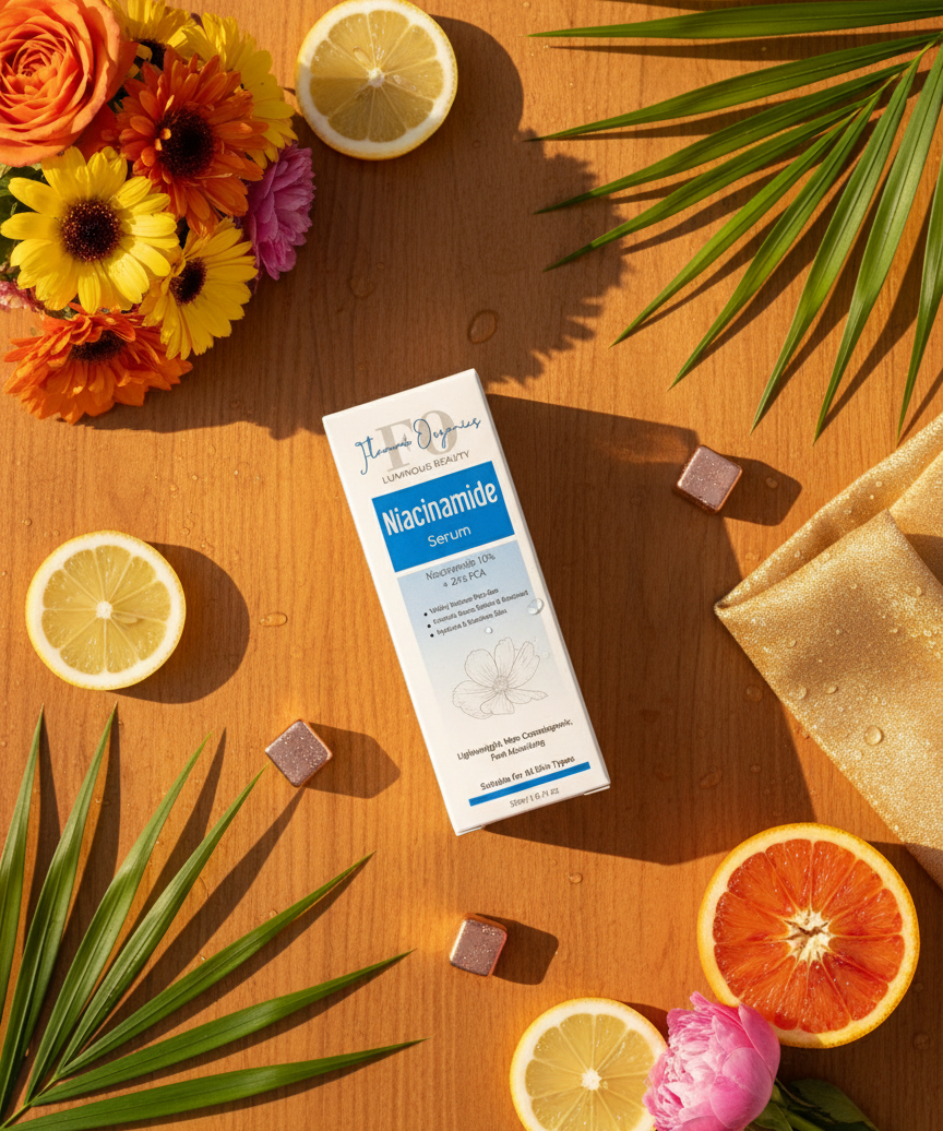 Niacinamide Serum in warm vibrant setting