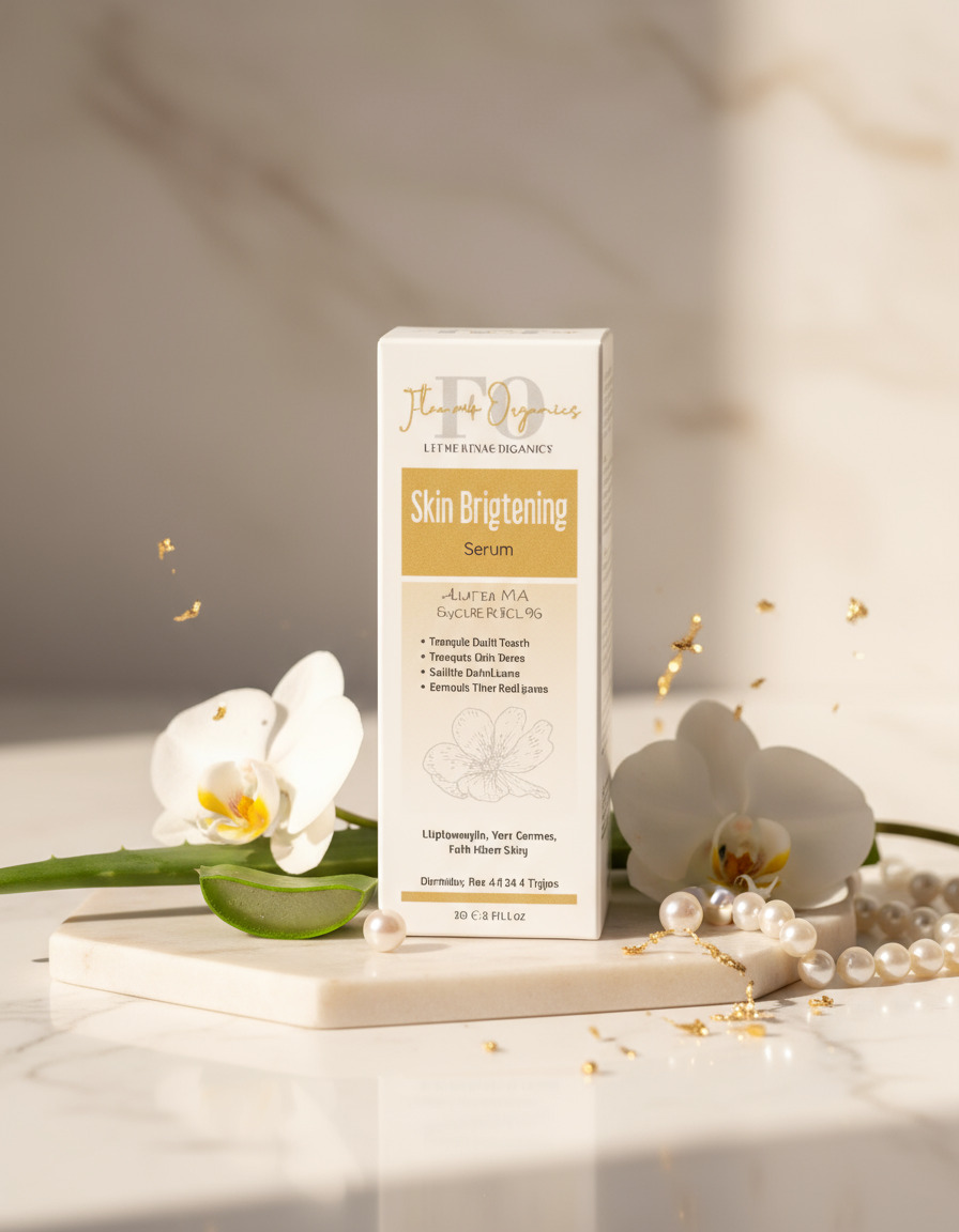 Skin Brightening Serum outer carton in elegant setting