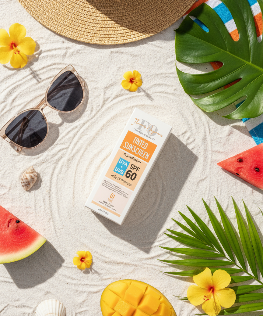 SPF 60 Tinted Sunscreen Foundation in fresh new setting