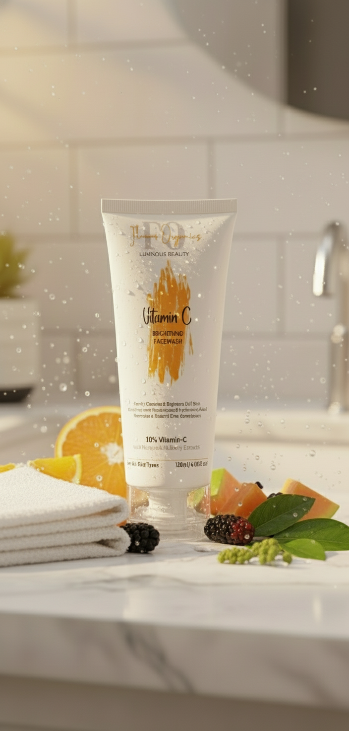 Vitamin C Brightening Face Wash with transparent cap on bottom